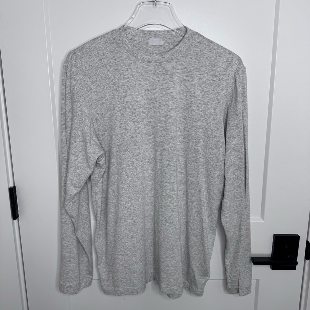 Skims Women's Boyfriend Long Sleeve T-shirt Tee Light Heather Grey Size Small - Picture 3 of 8